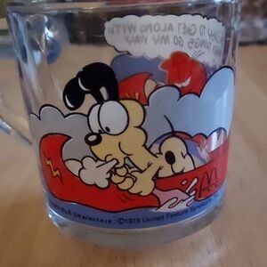 McDonald's Garfield Glass Mug with Red and Blue Design